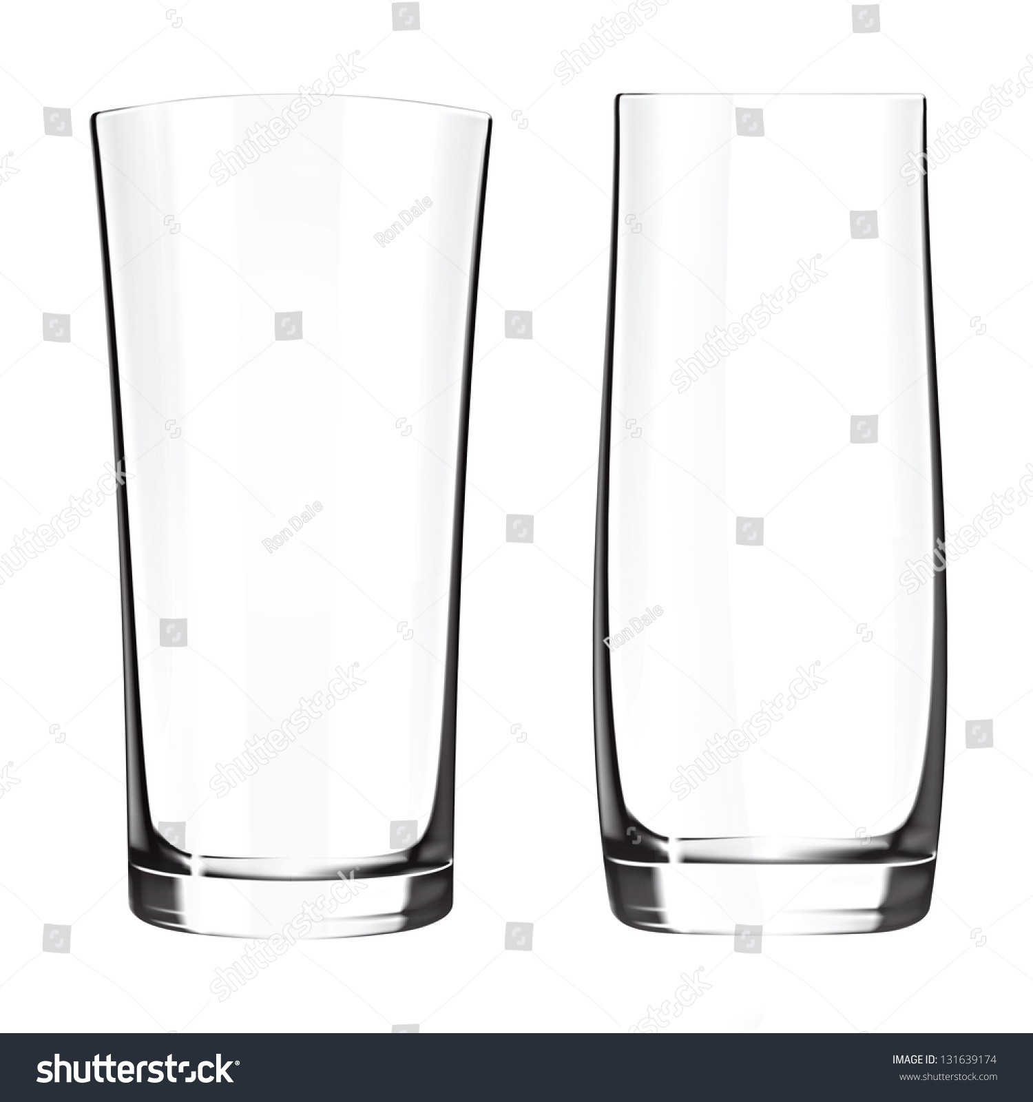 Modern Empty Drinking Glasses Cup Isolated On White Background. Glass