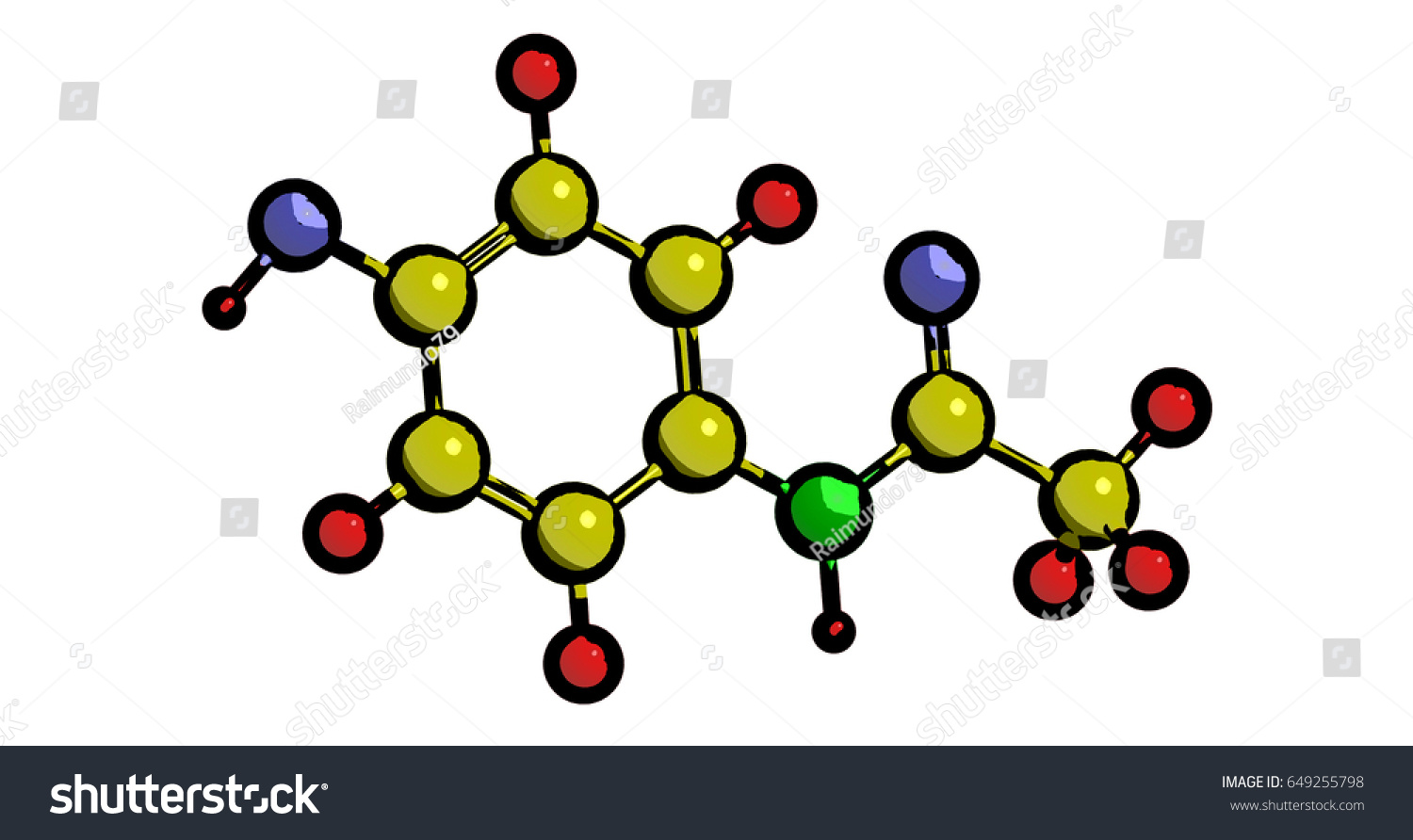 Molecular Structure Paracetamol Acetaminophen Medication Used Stock