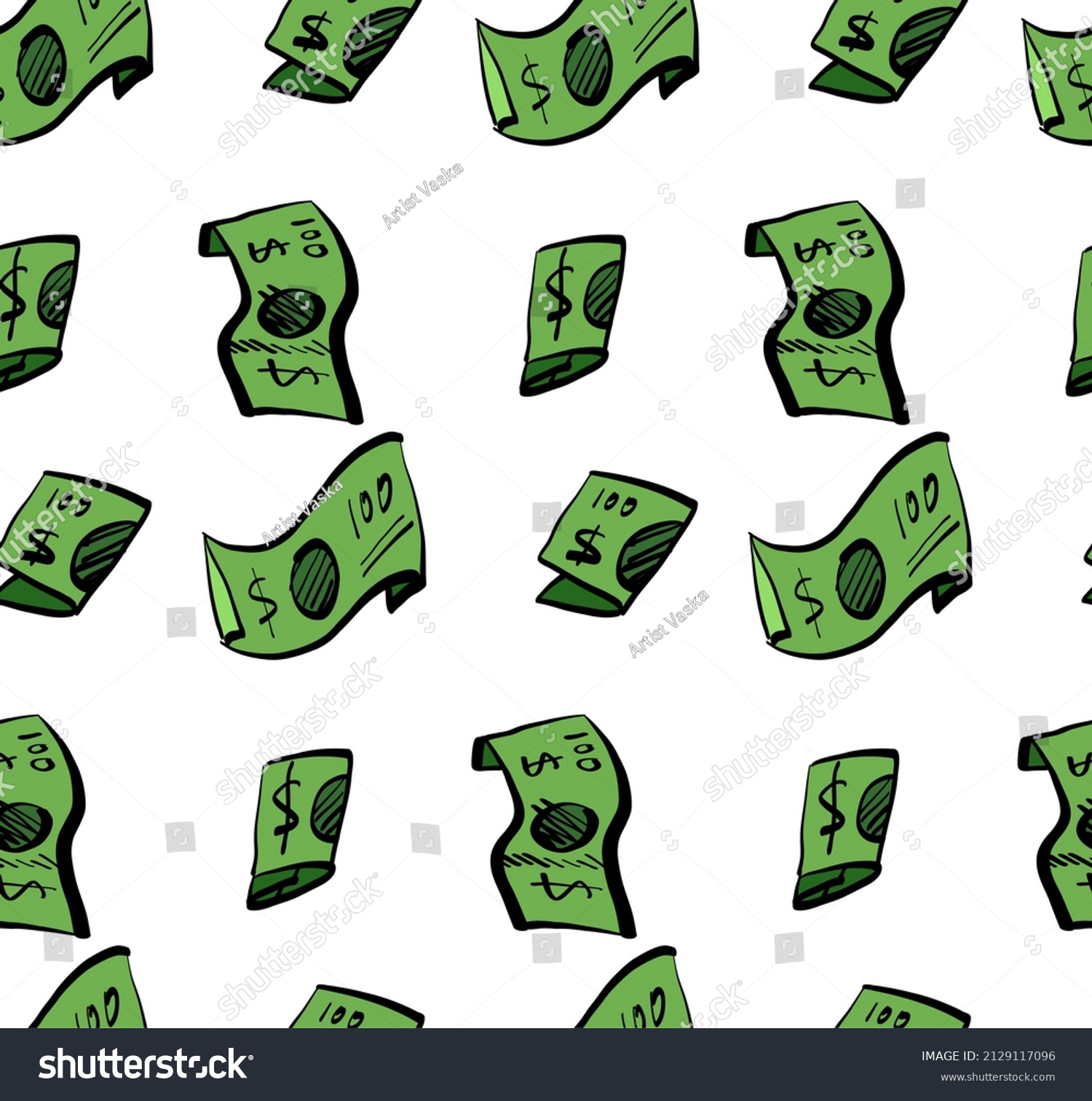 Money Dollar Bills Cartoon Drawing Illustration Stock Illustration