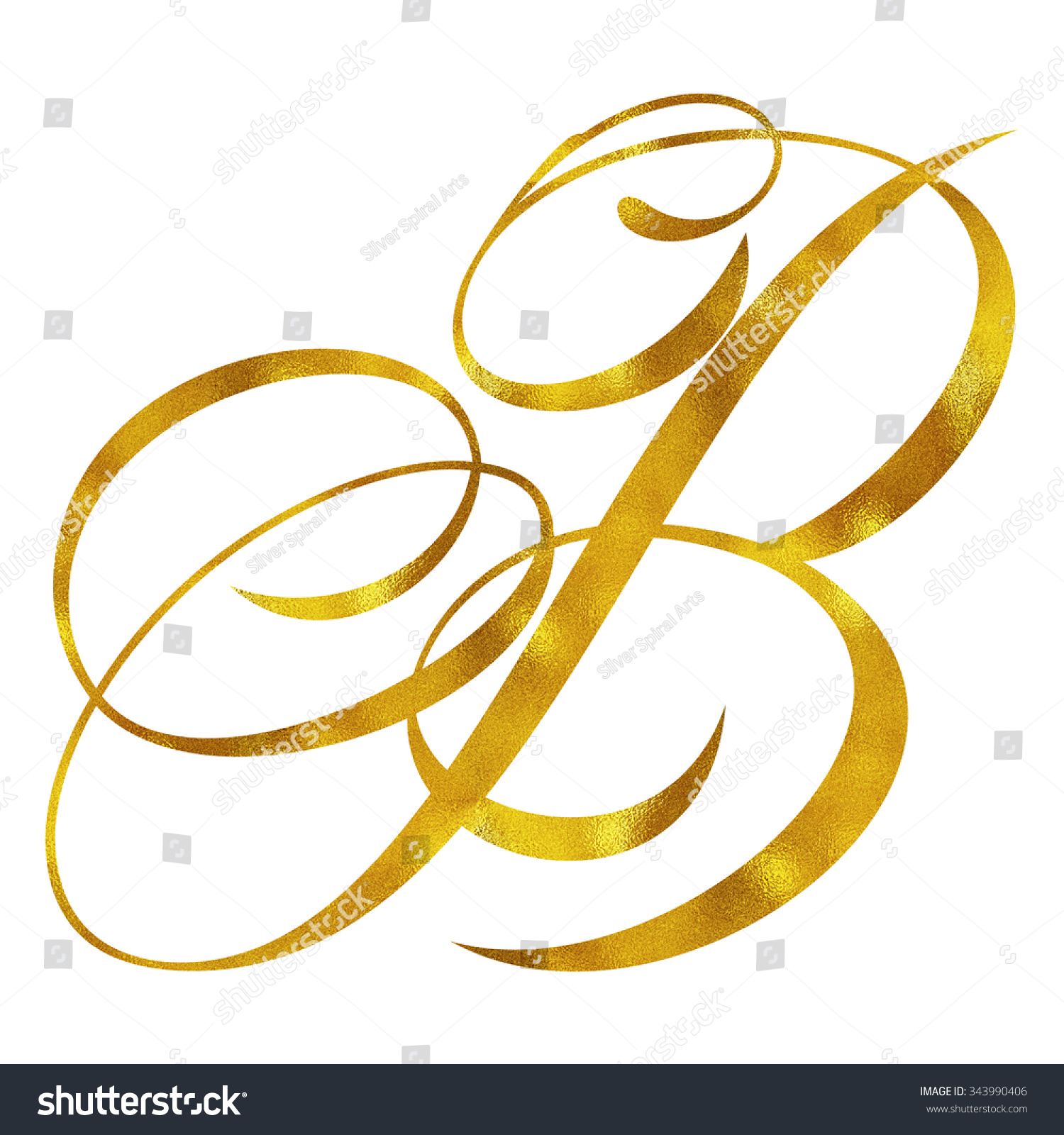 Monogram B Gold Faux Foil Monograms Stock Illustration 343990406 ...