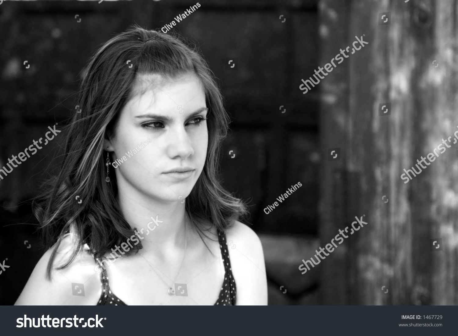 Moody Teenage Girl In B&W Stock Photo 1467729 : Shutterstock