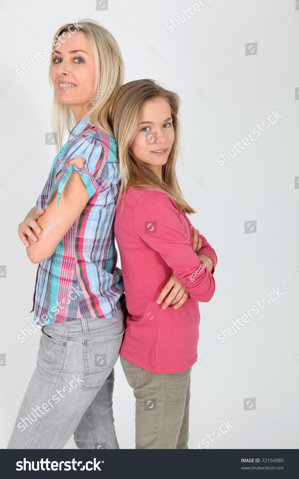 Mother Daughter Standing Back Back Stock Photo 72194980 | Shutterstock