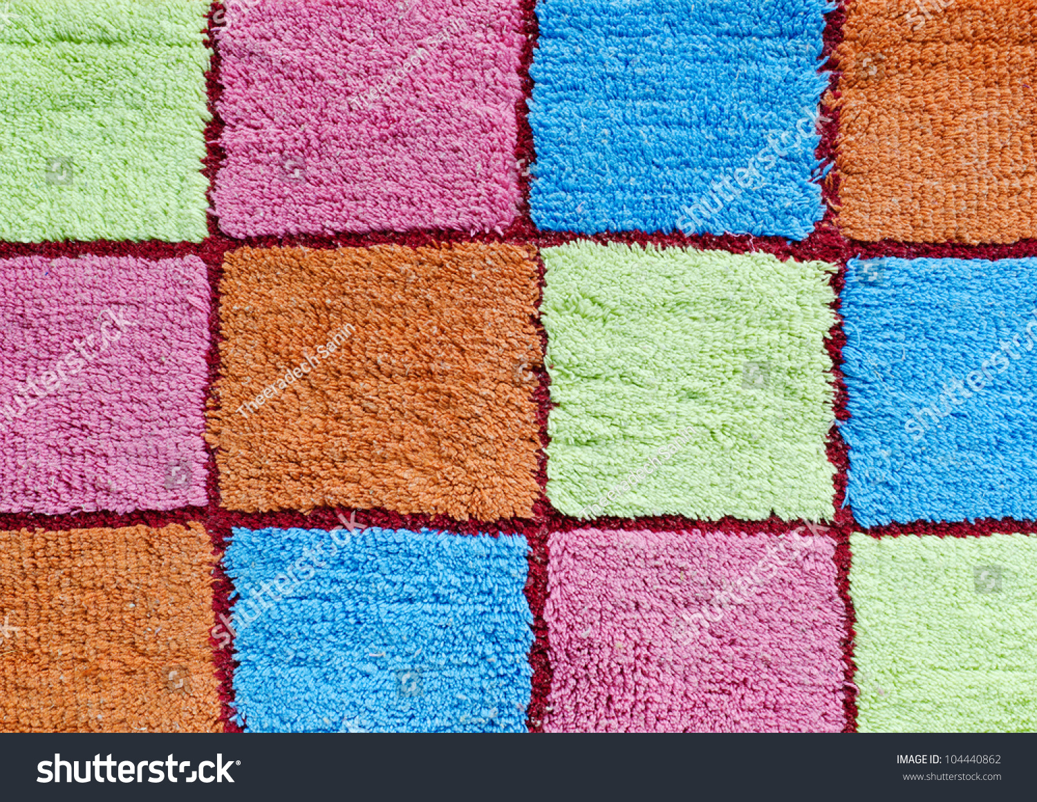 Stock Photo Multi Colored Squares Carpet For Background 104440862 