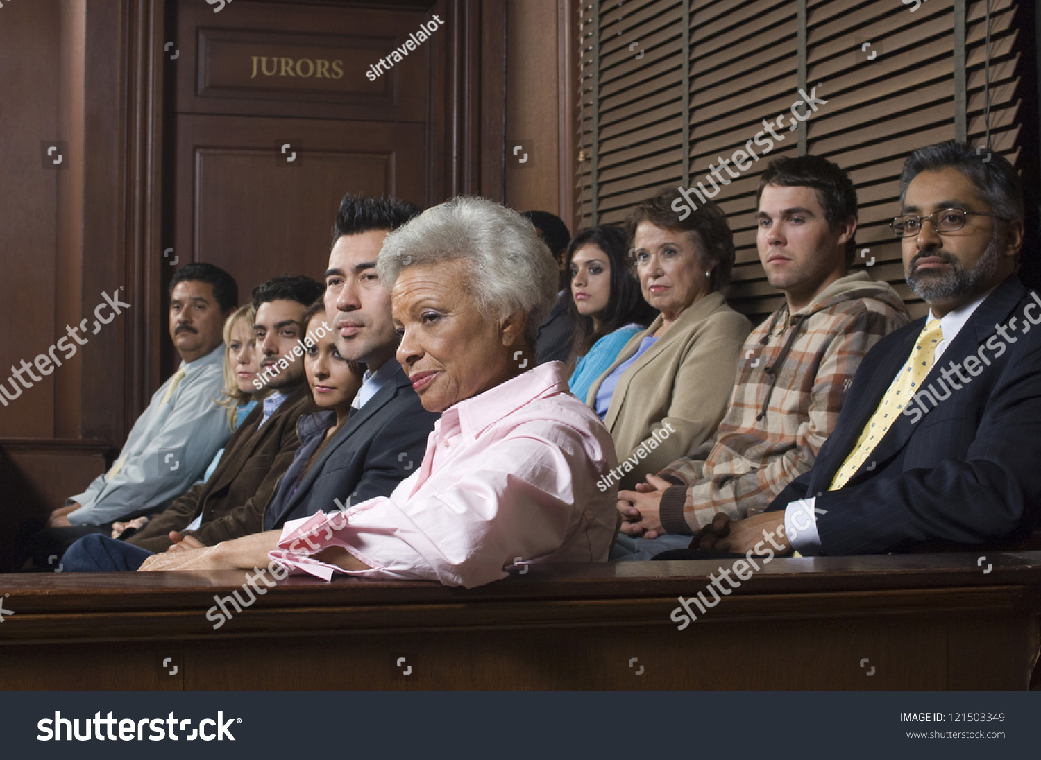 Multi Ethnic Jurors Witness Stand Court Stock Photo 121503349