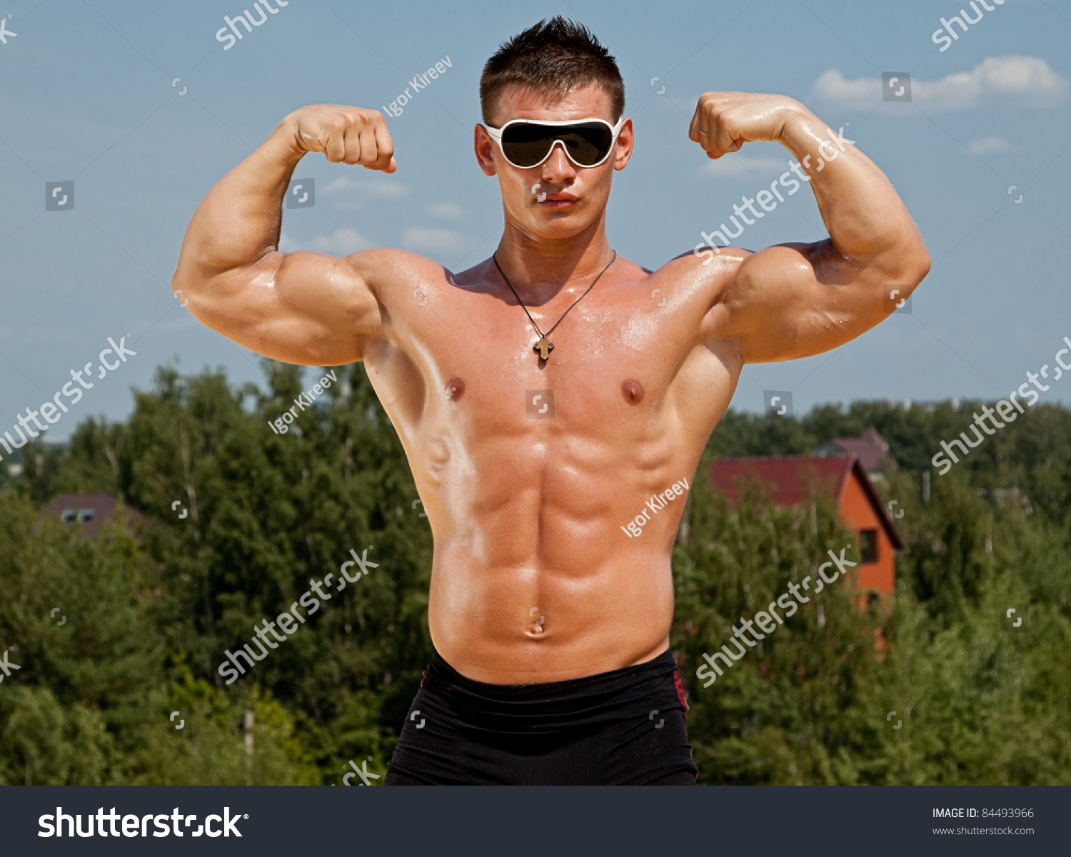 Image Of Muscle Man Posing In Studio Stock Photo - Image 