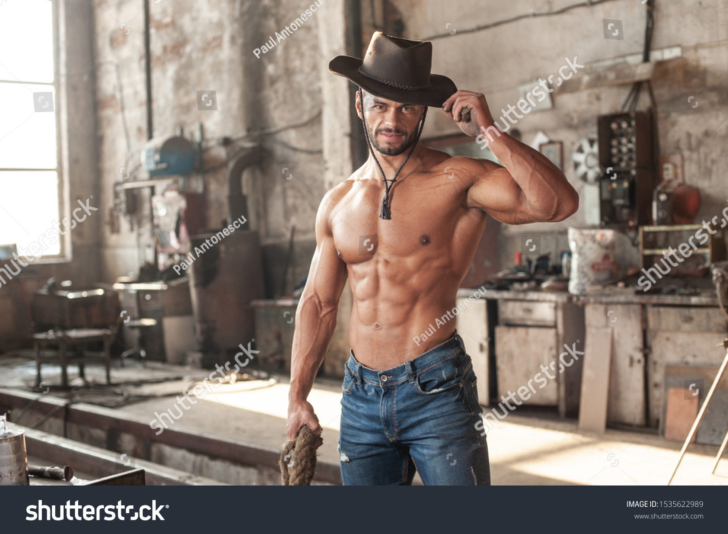 Muscled Half Naked Man Work Old Stock Photo 1535622989 Shutterstock