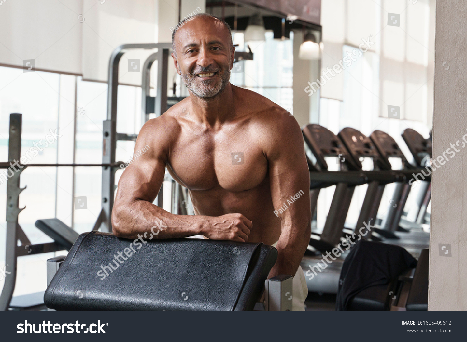 Muscular Shirtless Mature Older Bodybuilding Athlete Stock Photo Edit