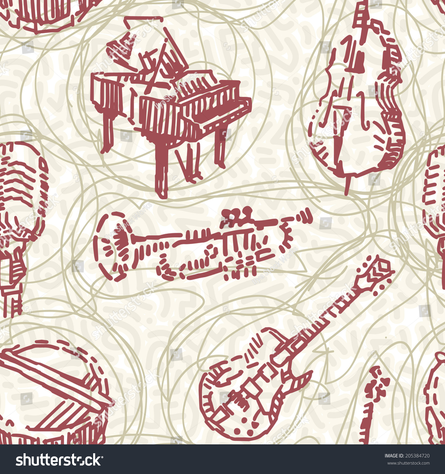 Music instruments seamless pattern Music instruments seamless pattern