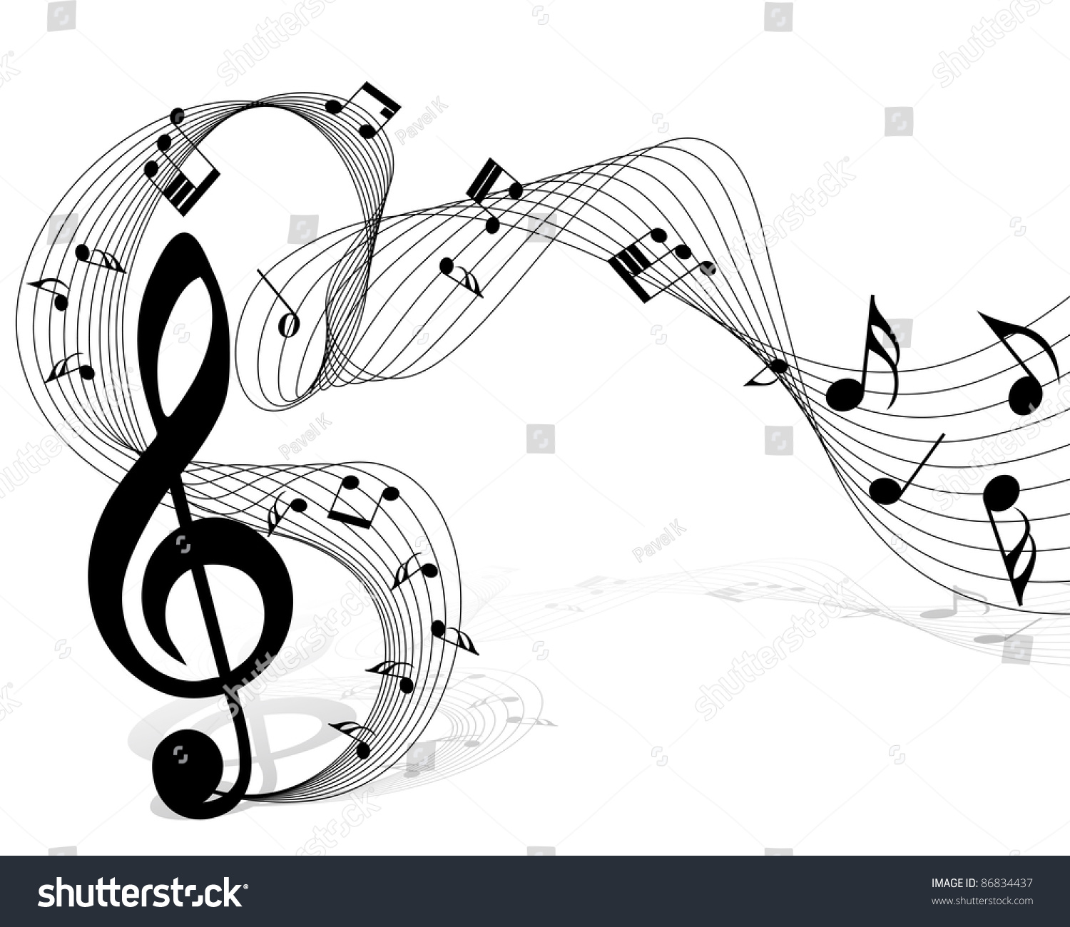 Musical Notes Staff Background For Design Use Stock Photo 86834437