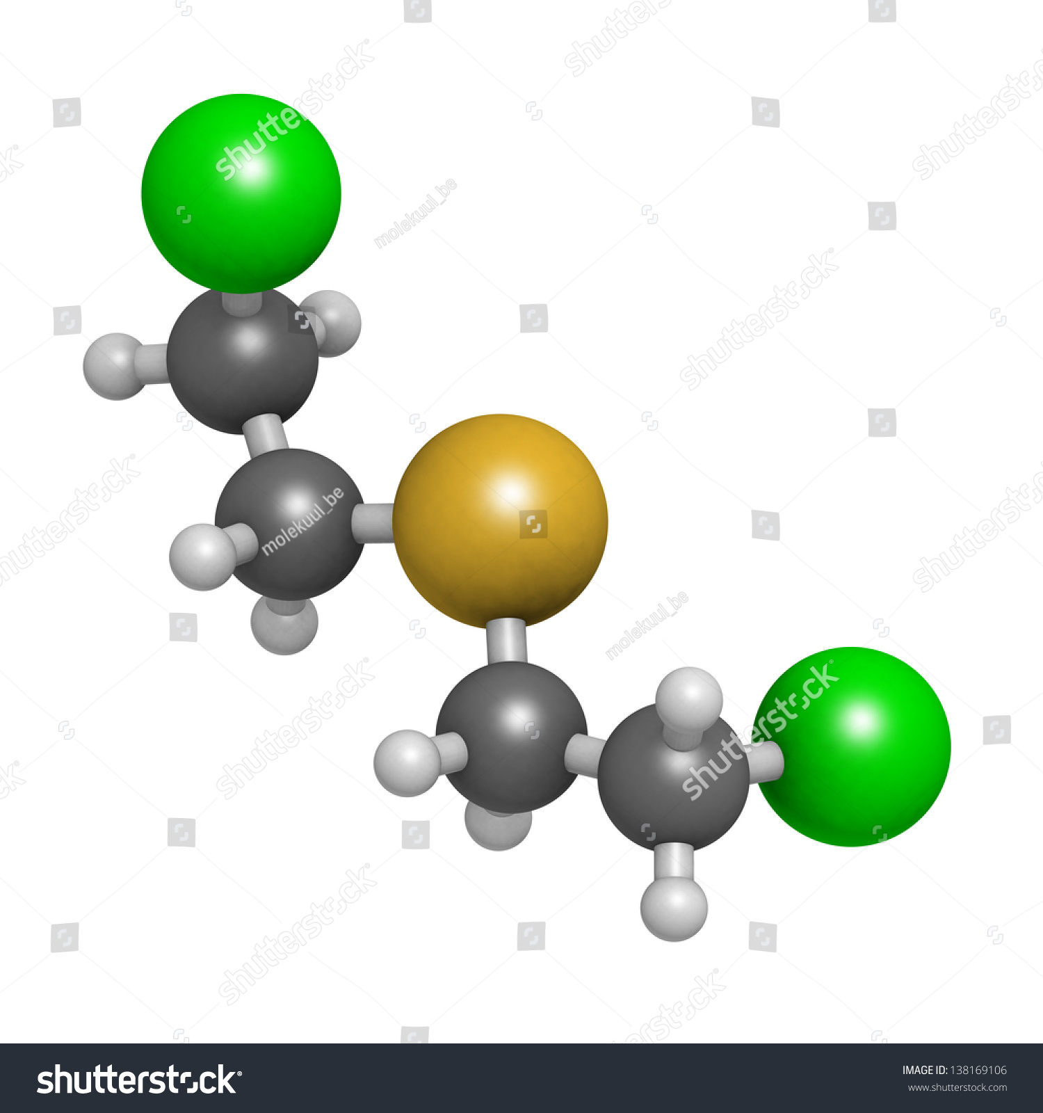 Mustard Gas (Yperite, Bis(2Chloroethyl) Sulfide) Molecule, Chemical