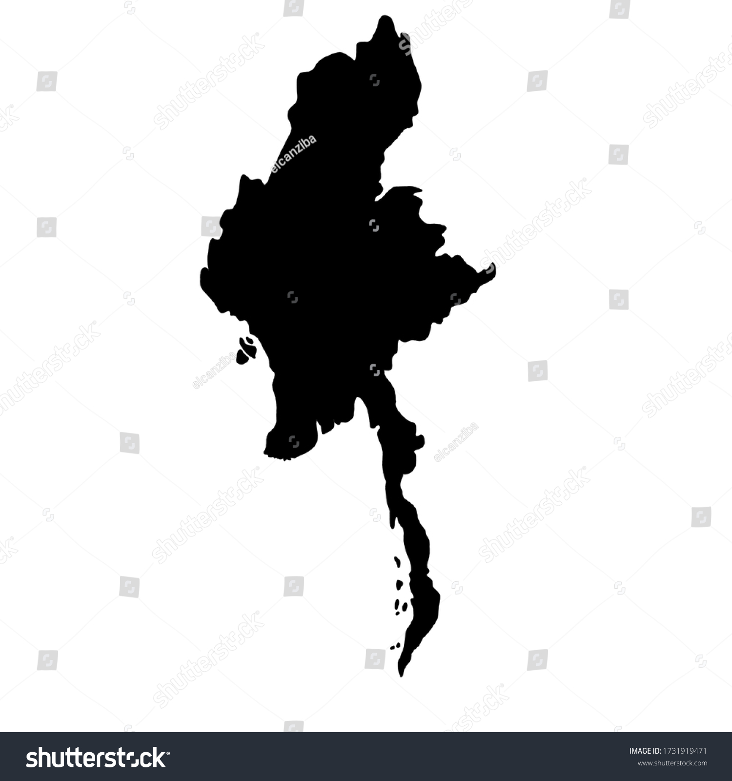 Myanmar Burma Political Map Made Stock Illustration