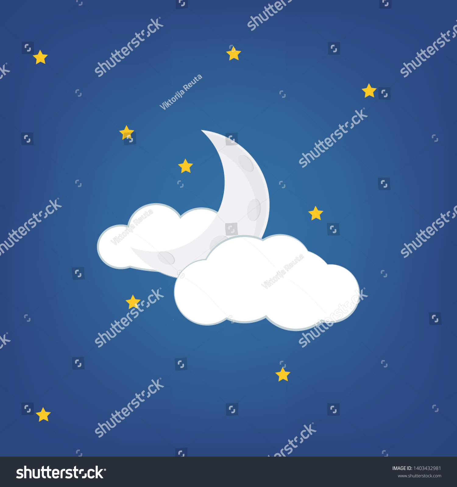 Mystical Night Sky Background Half Moon Stock Illustration 1403432981