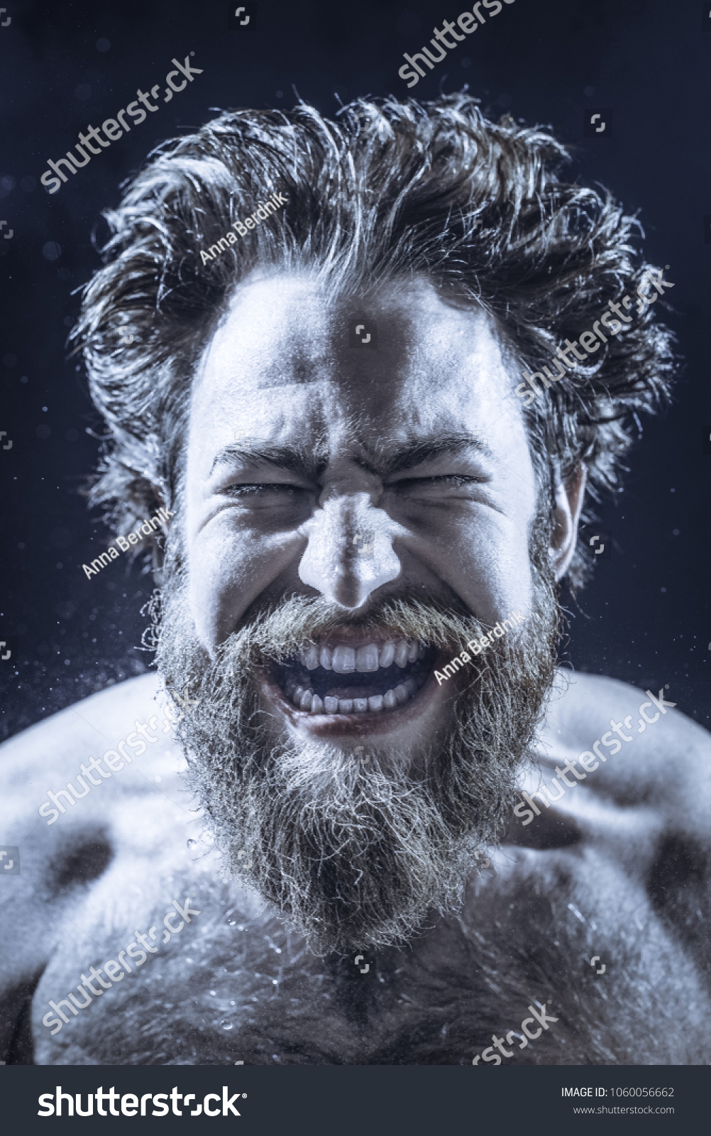 Naked Bearded Man Angrily Screams Into Stock Photo Edit Now