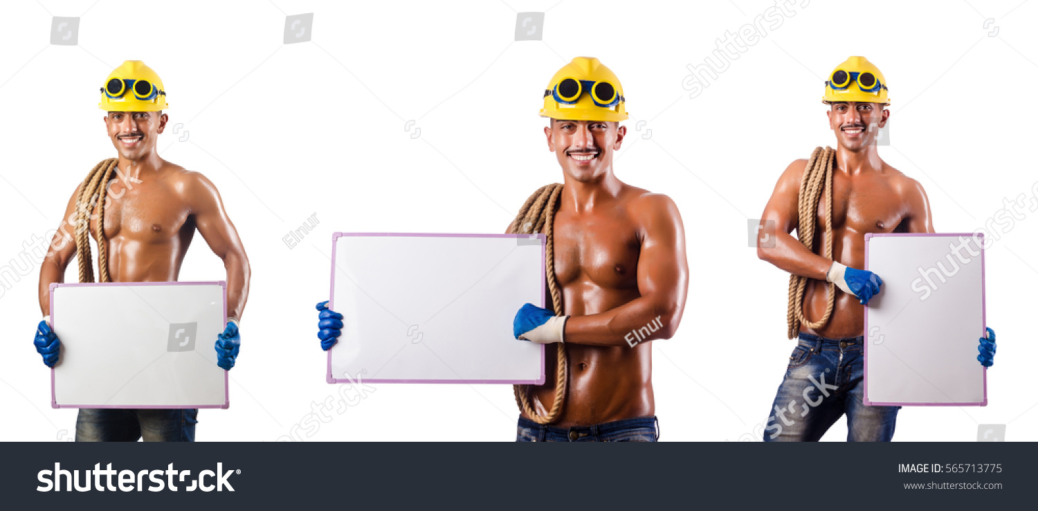 Naked Construction Worker On White Shutterstock