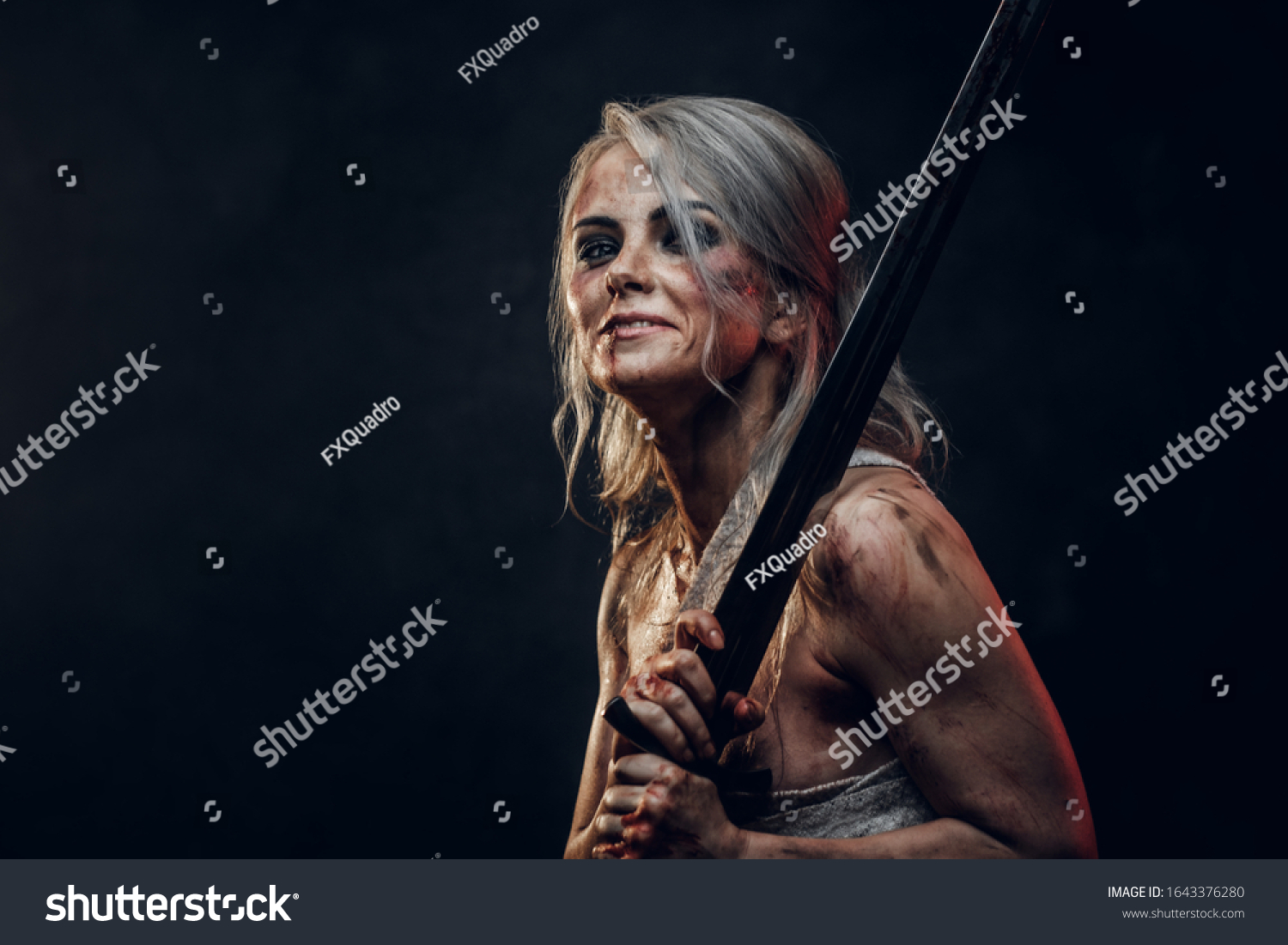 Naked Fantasy Woman Warrior Wearing Rag Foto Stock