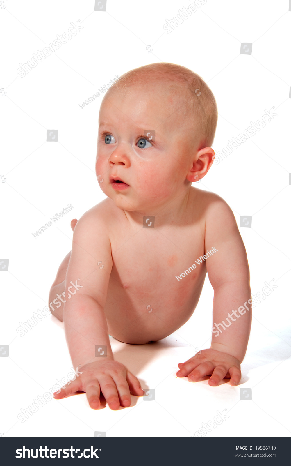 Naked Little Bald Baby Boy Isolated Over White Stock Photo 49586 image