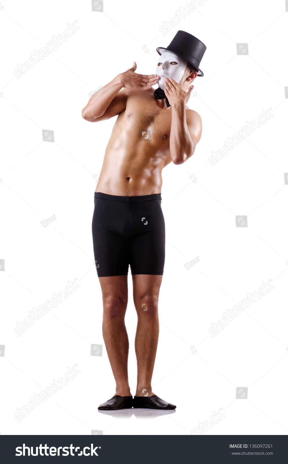 Naked Muscular Mime Isolated On White Shutterstock