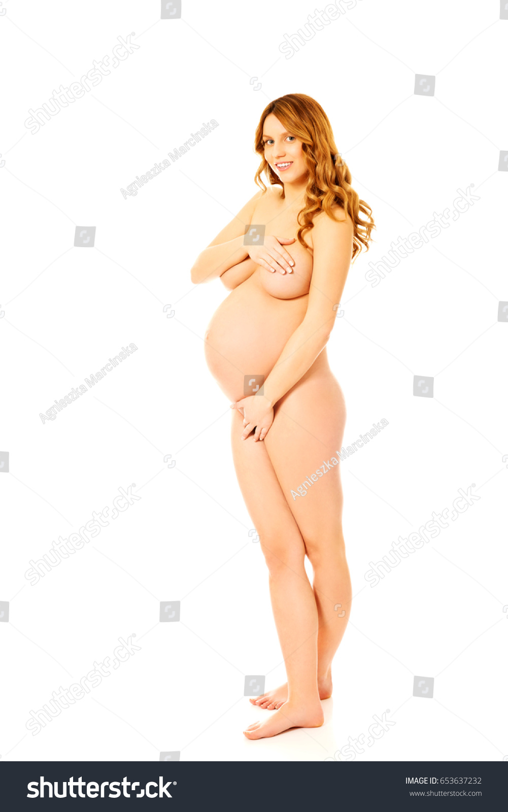 Naked Pregnant Woman Pose Foto Stok Shutterstock