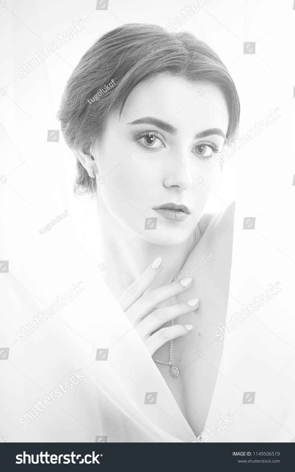 Naked Sensual Woman Veil On White Stock Photo Edit Now