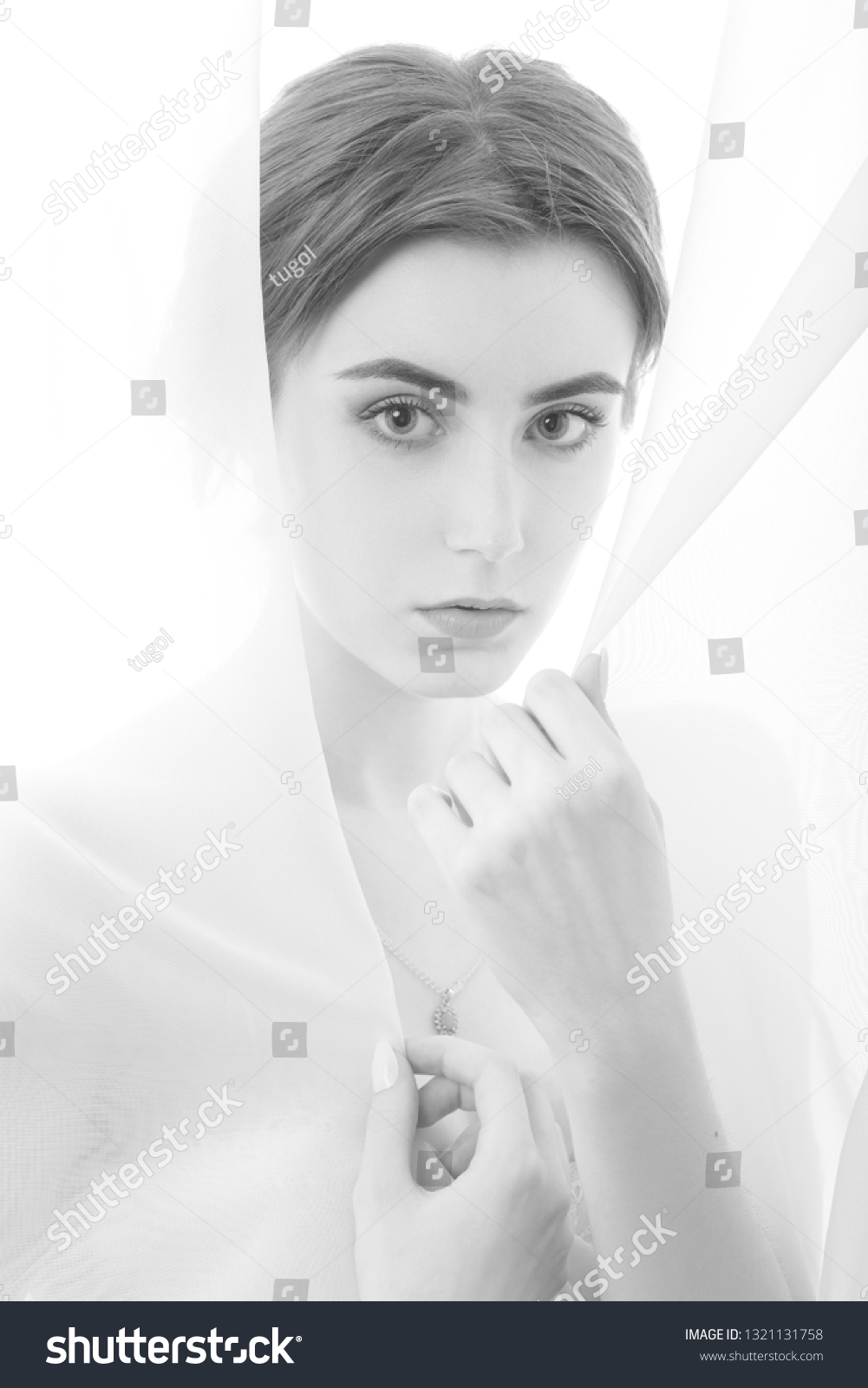 Naked Sensual Woman Veil On White Stock Photo Edit Now