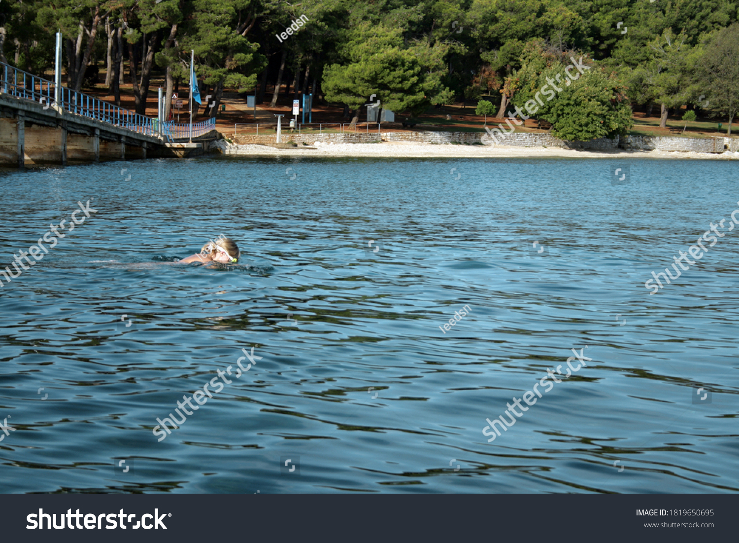 Naked Sexy Woman Snorkel Sea Topless Stok Foto Raf