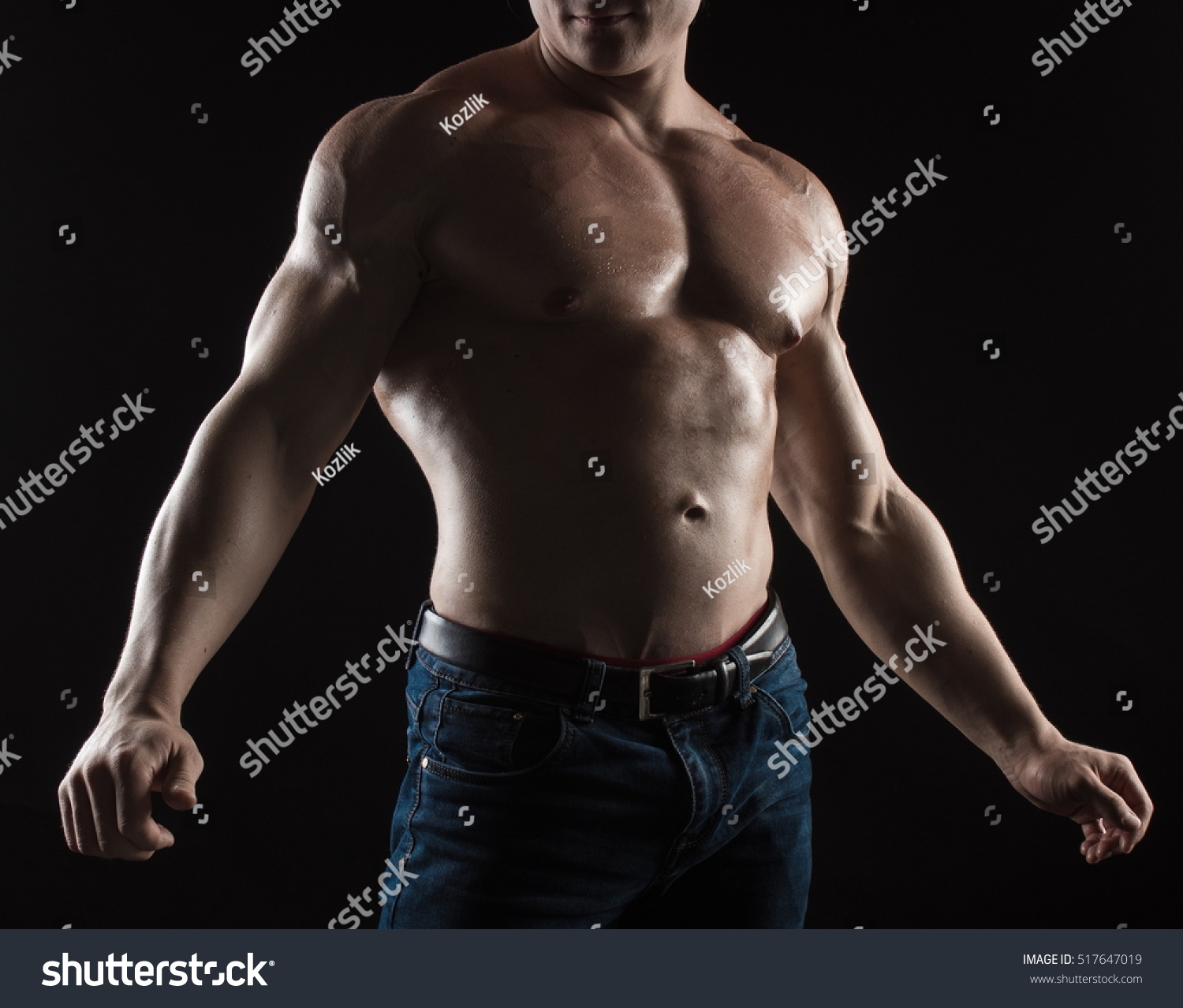 Naked Torso Male Bodybuilder Athlete Studio Shutterstock