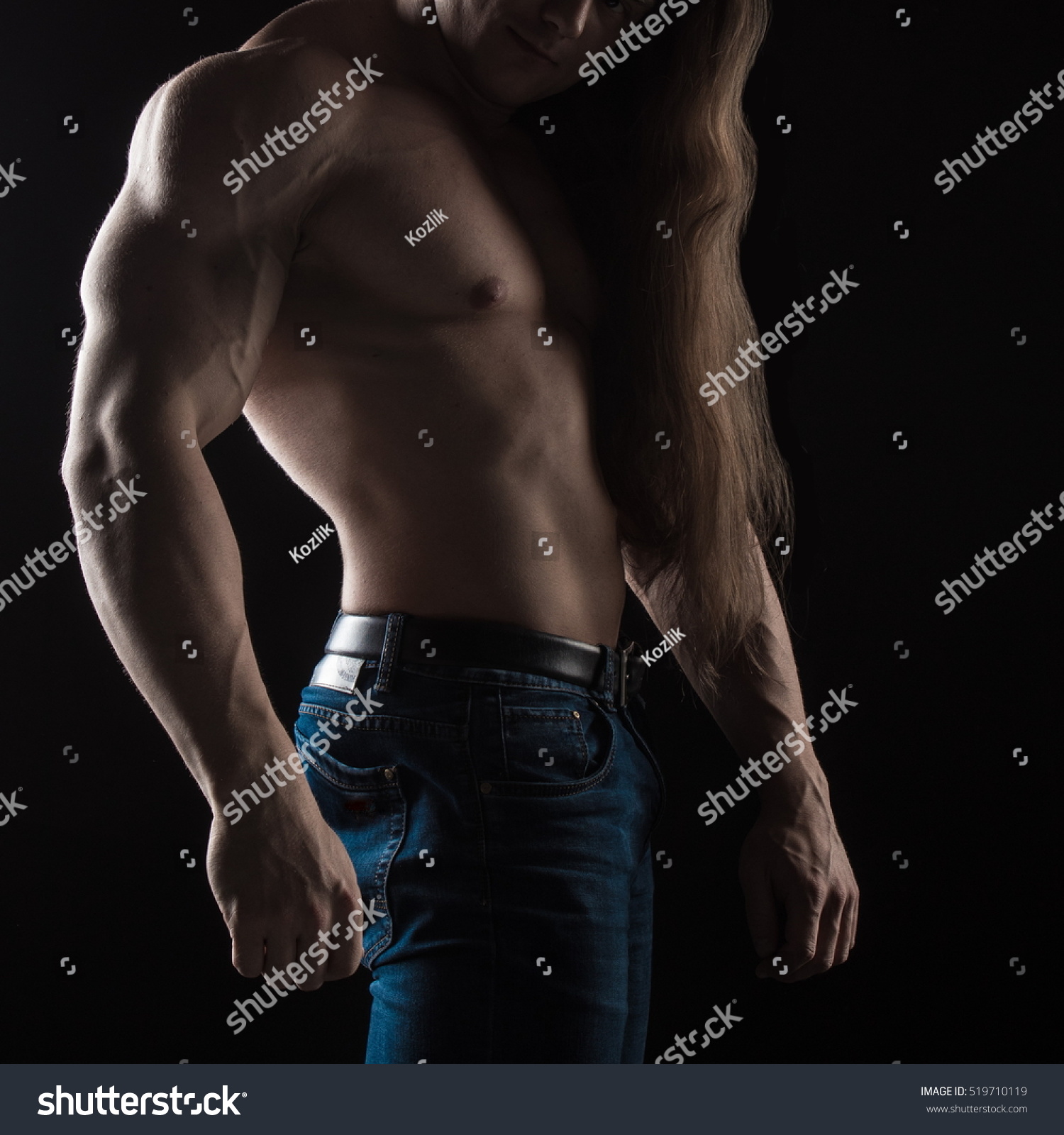 Naked Torso Male Bodybuilder Athlete Studio库存照片519710119 Shutterstock