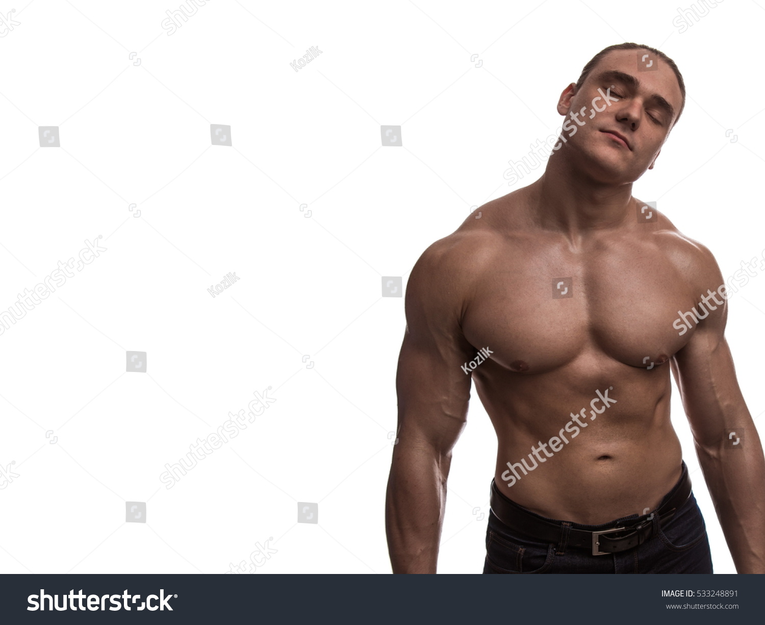 Стоковая фотография 533248891 Naked Torso Male Bodybuilder Athlete