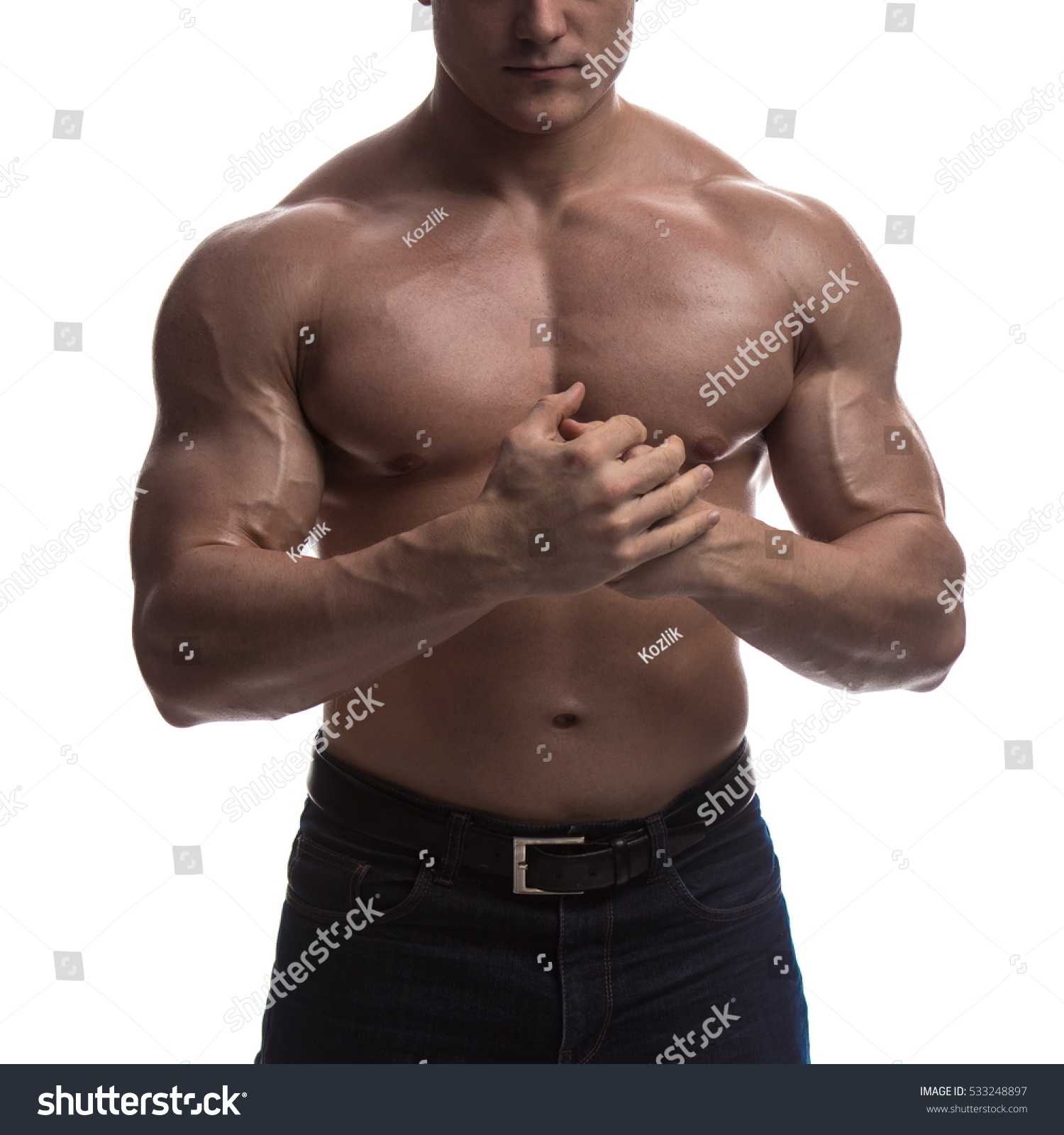 Naked Torso Male Bodybuilder Athlete Studio Stock Photo Edit Now