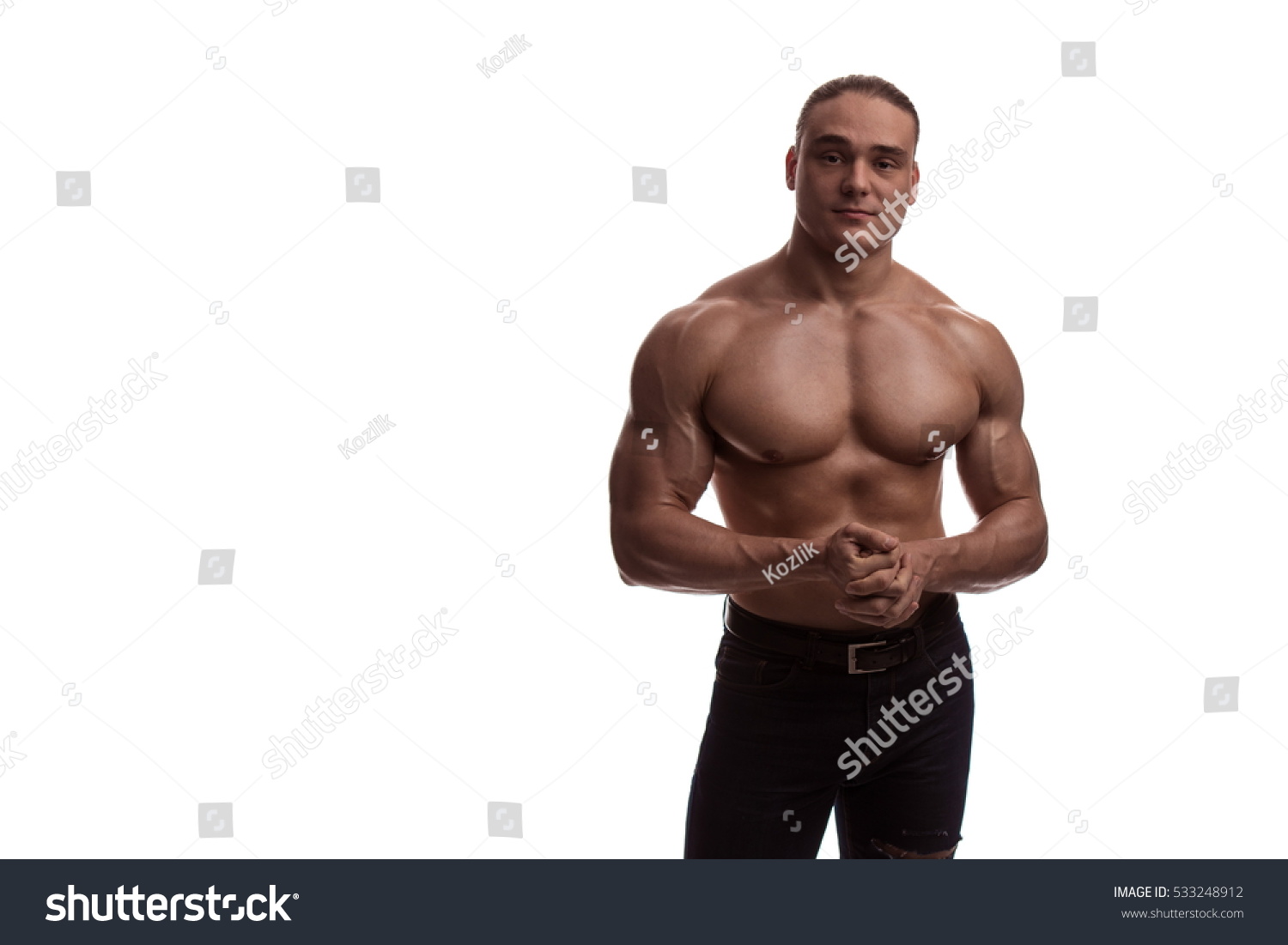 Naked Torso Male Bodybuilder Athlete Studio Shutterstock