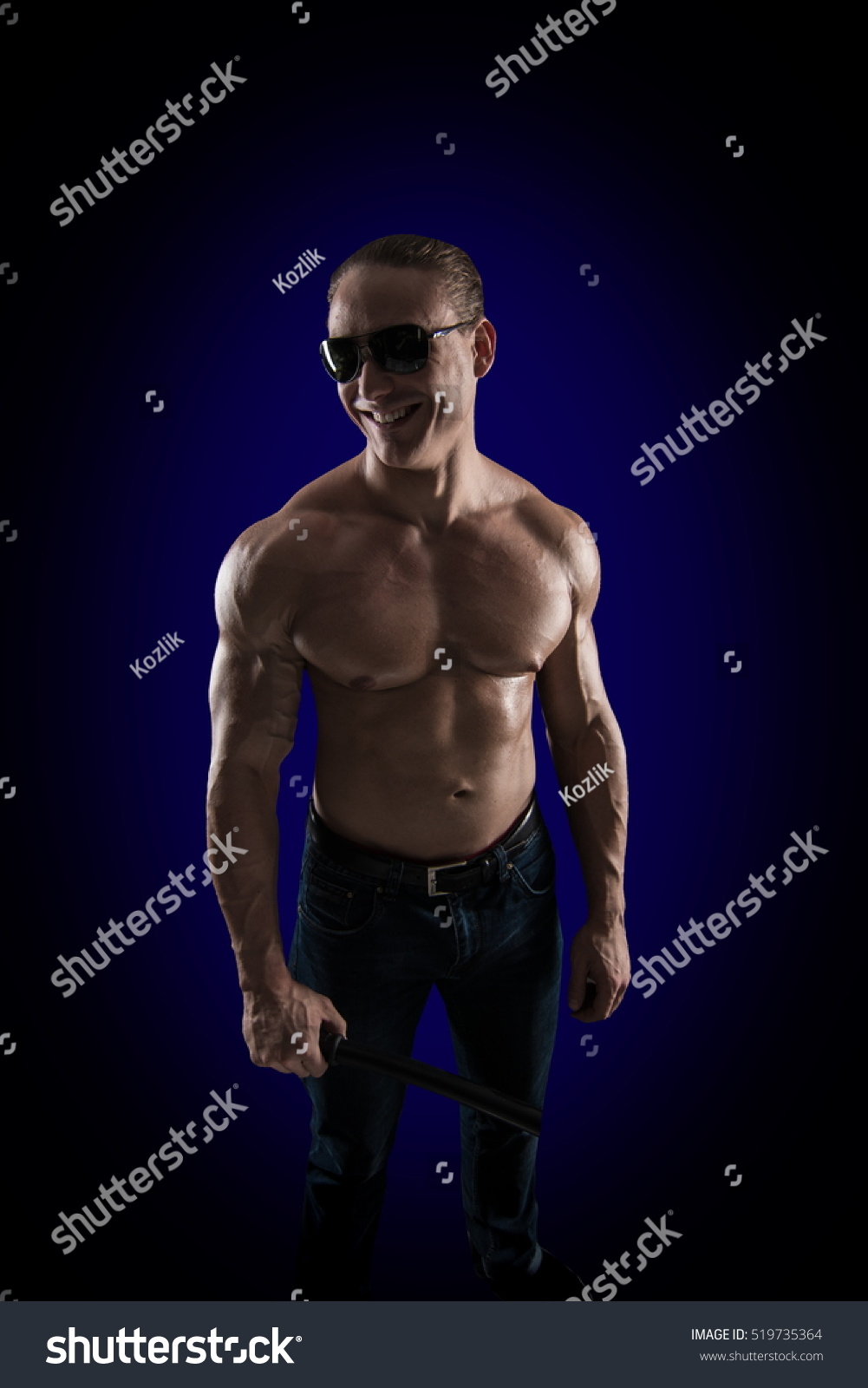 Naked Torso Male Bodybuilder Athlete Long Stock Photo 519735364