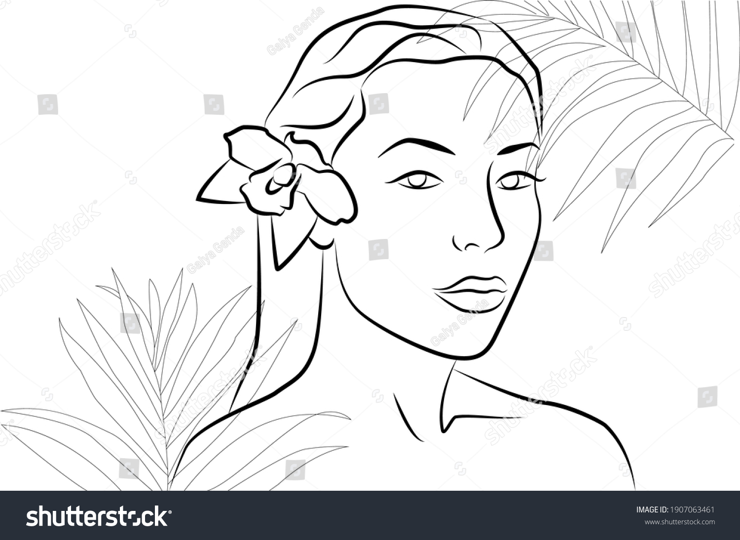 Naked Woman Poses Outline Silhouette Stock Illustration