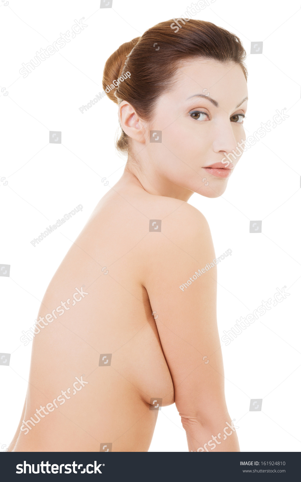 Naked Woman Sitting Side View Isolated Shutterstock