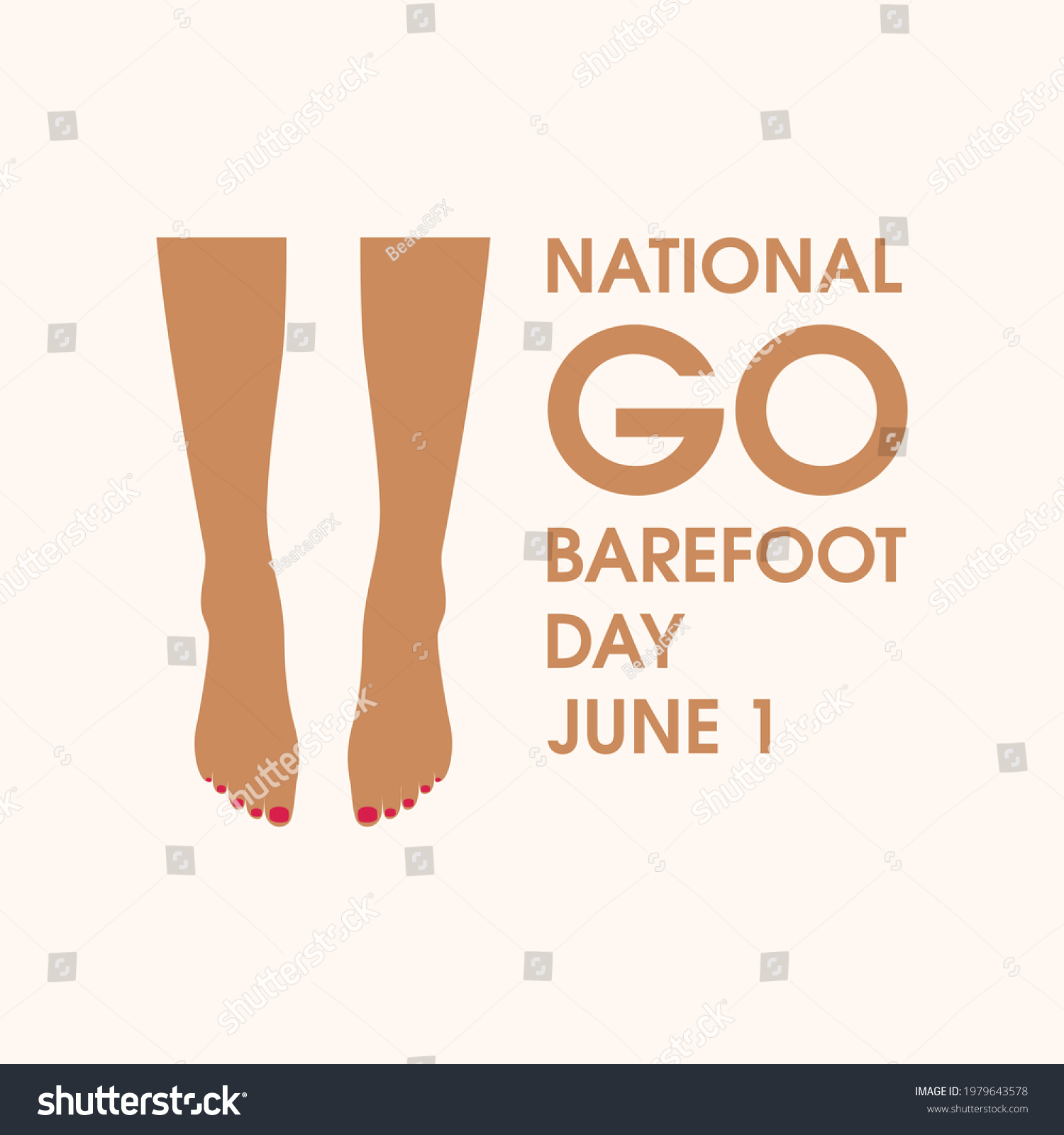 National Go Barefoot Day Illustration Womens Stock Illustration