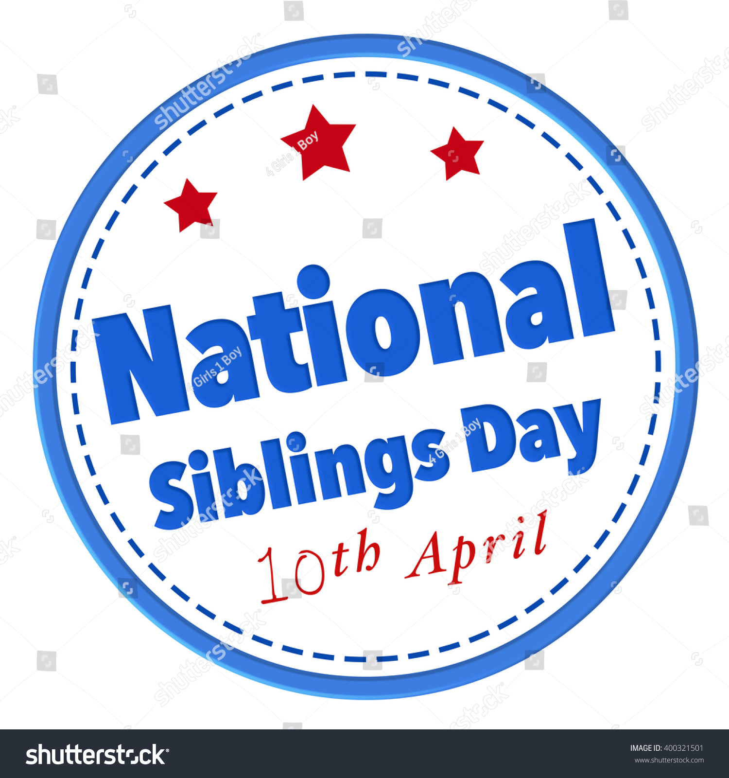 National Siblings Day April 10th Stock Illustration 400321501