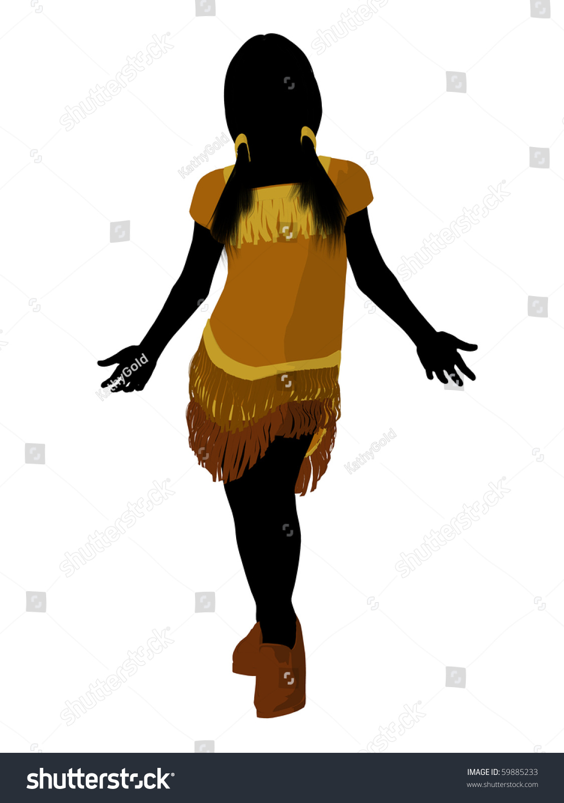 Native American Indian Silhouette Illustration On A White Background