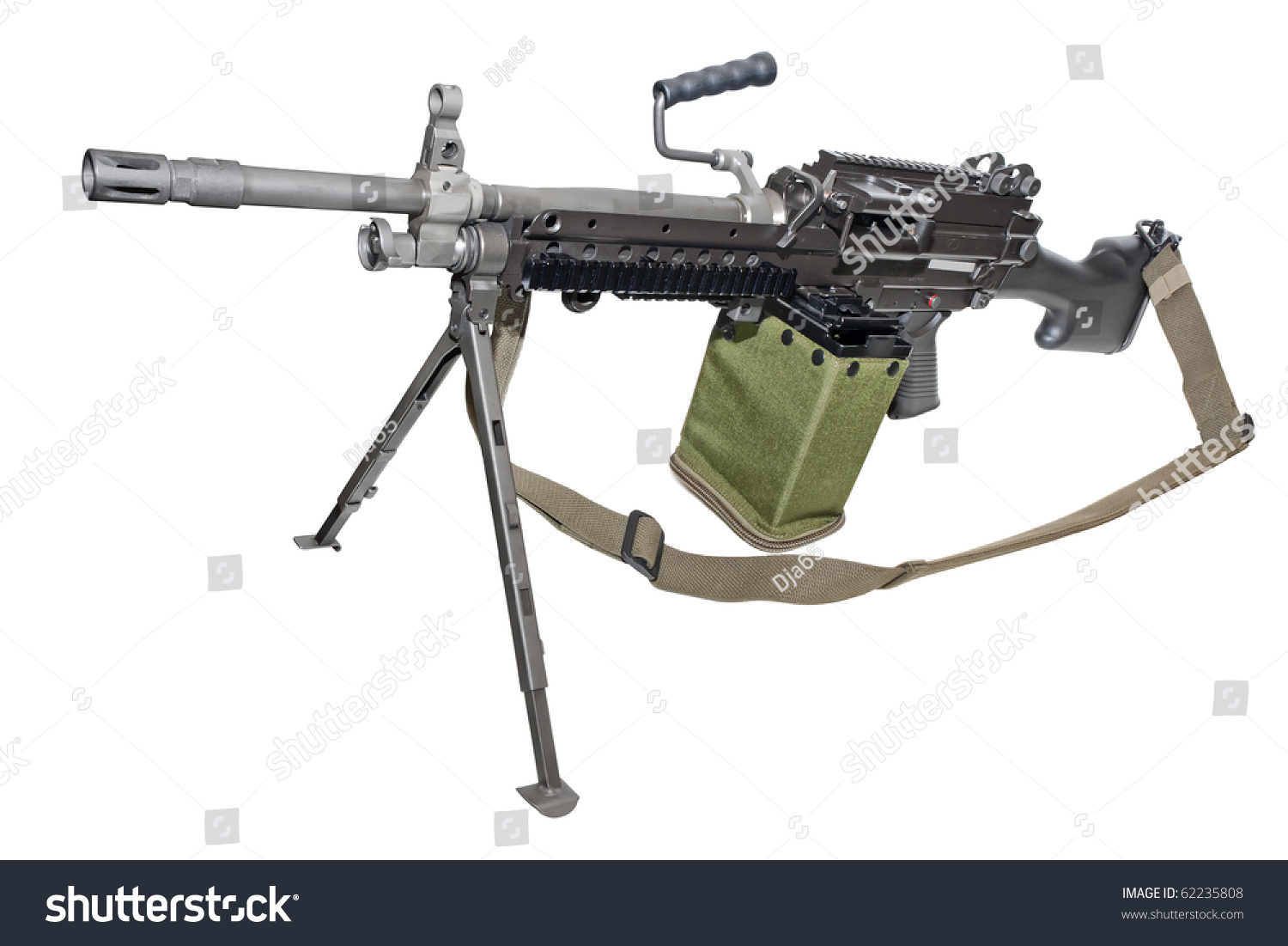 New Machine Gun On The Tripod Isolated On White Clipping Path Included