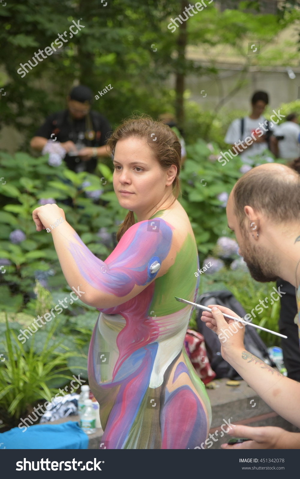 New York City - July 9 2016: Noted Body Painting Artist Andy Golub