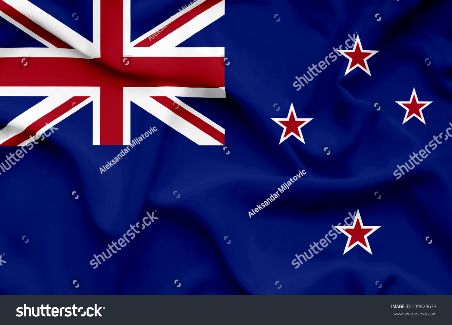 New Zealand Waving Flag Stock Photo 109823633 : Shutterstock