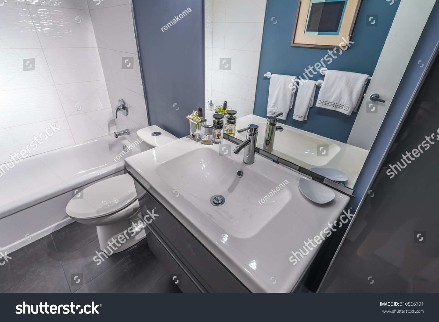 nicely decorated modern washroom bathroom with the toilet sit and sink interior design stock nicely decorated modern washroom bathroom with the toilet sit and sink interior design stock
