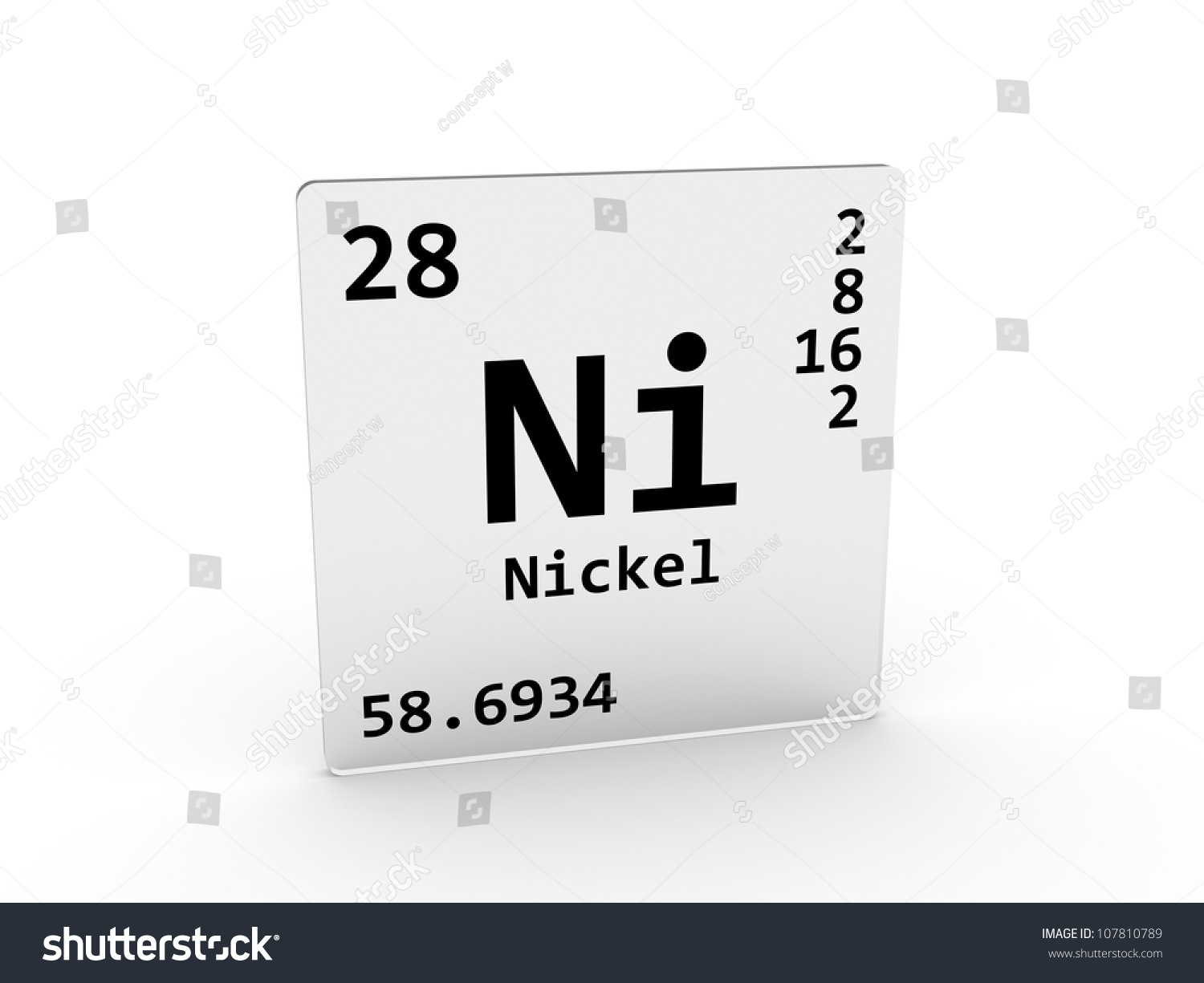 Nickel Symbol Ni Element Periodic Table Stock Illustration 107810789