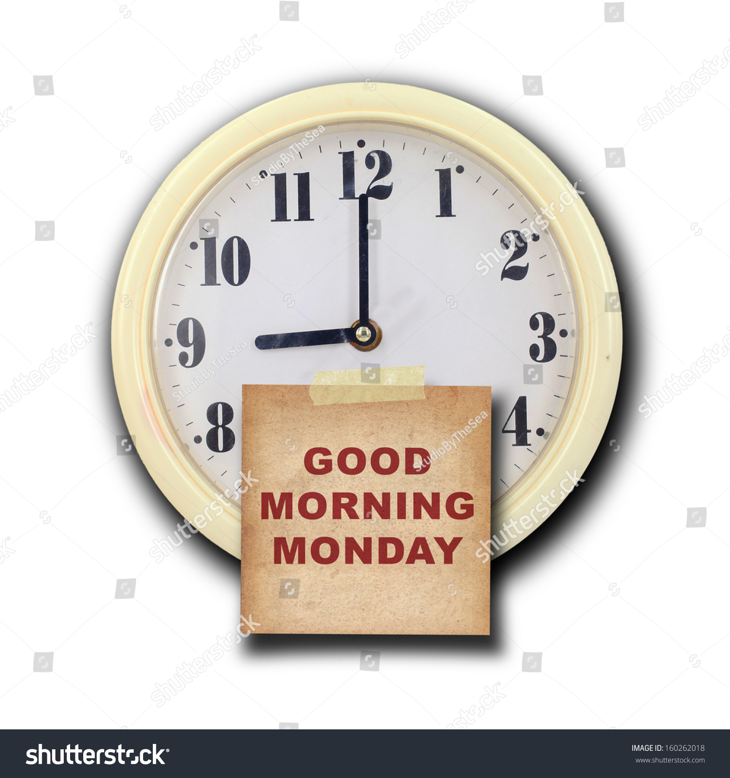 Nine O'Clock On The Wall Clock With The Old Paper Short Note And Text