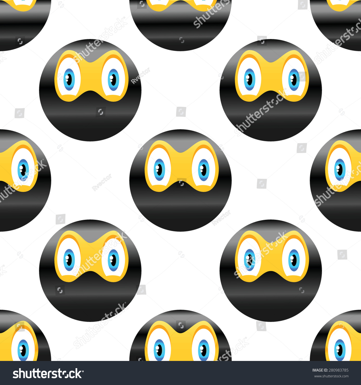 Ninja Emoticon Repeated On White Background Stock Illustration