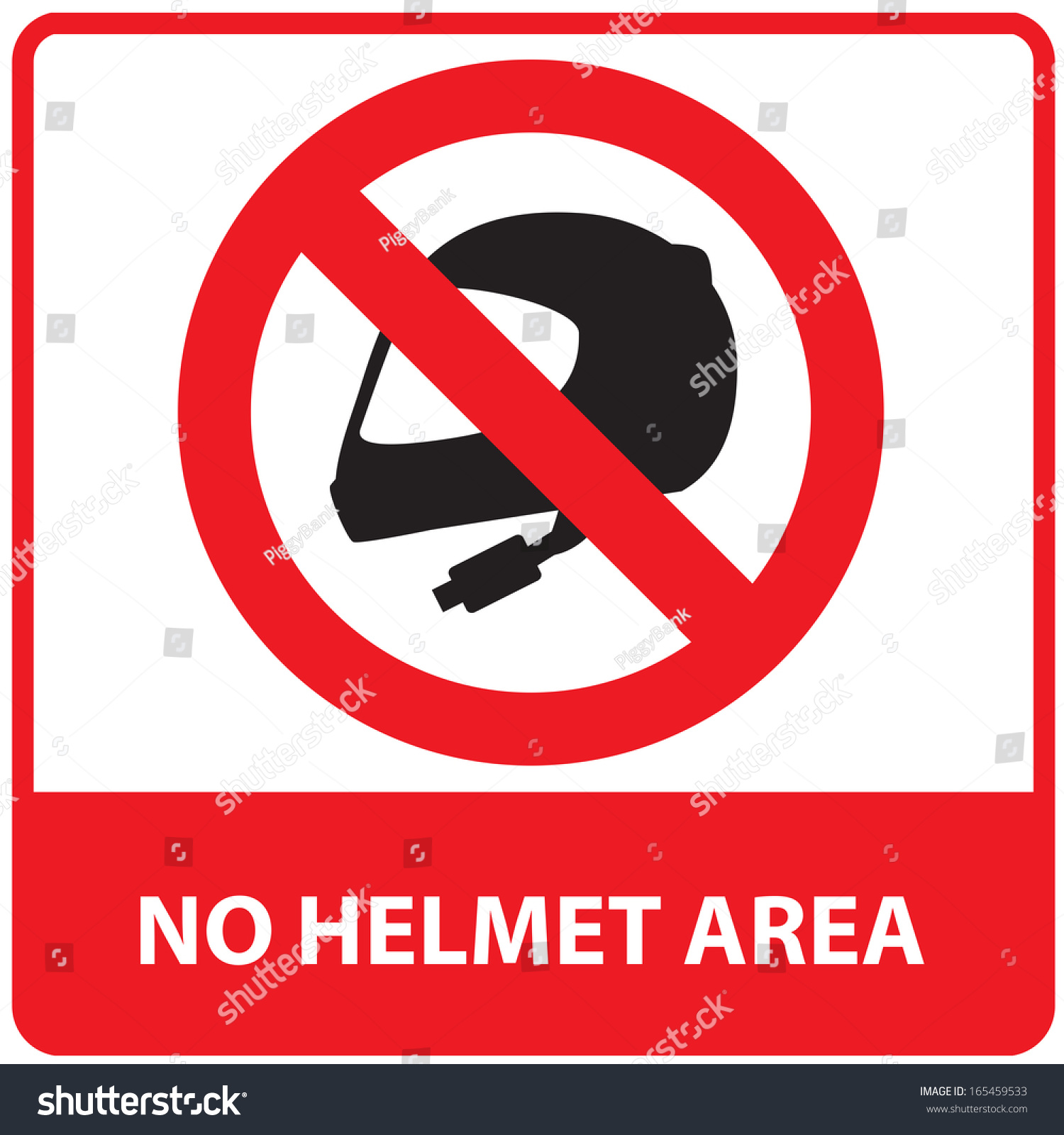No Helmet Area Sign Stock Illustration 165459533 Shutterstock