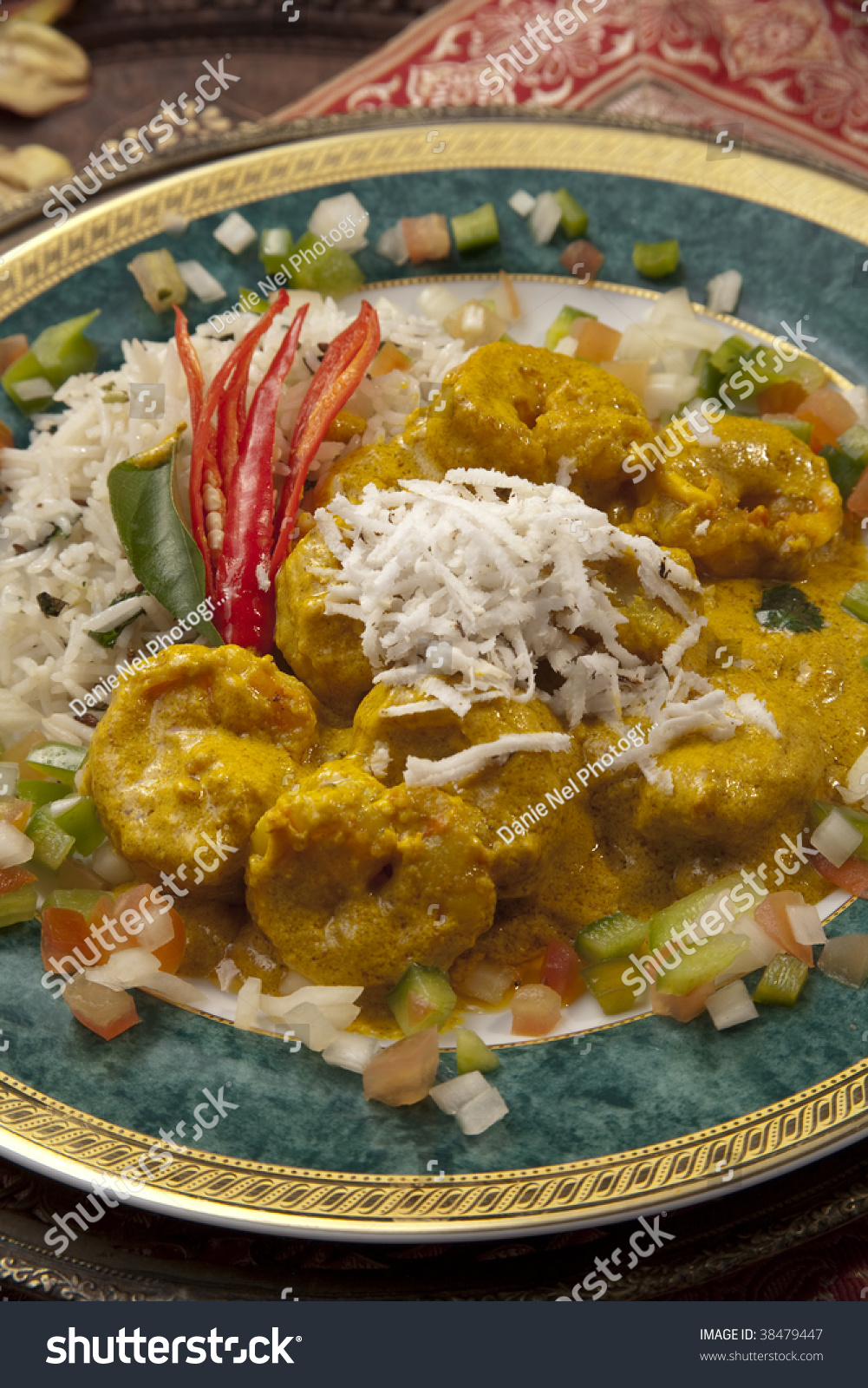 North Indian Chicken Curry In Yogurt On Rice Stock Photo 38479447 ...