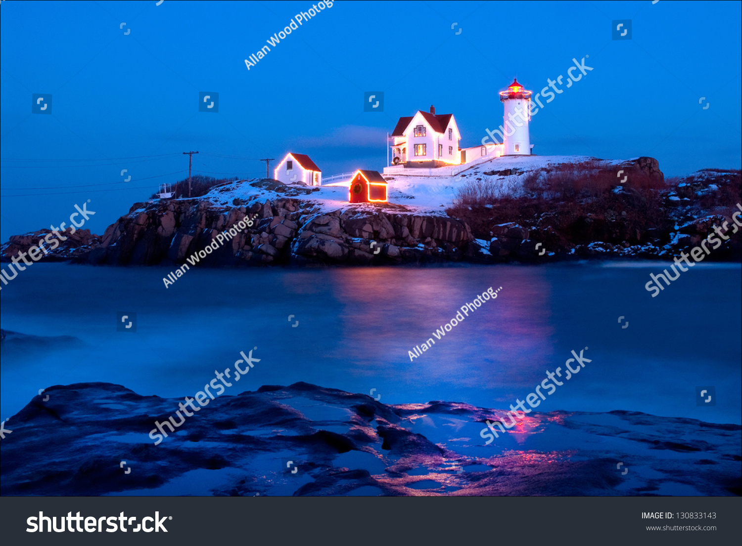 Nubble Lighthouse Is Lit Up During The Holiday Season As Part Of The