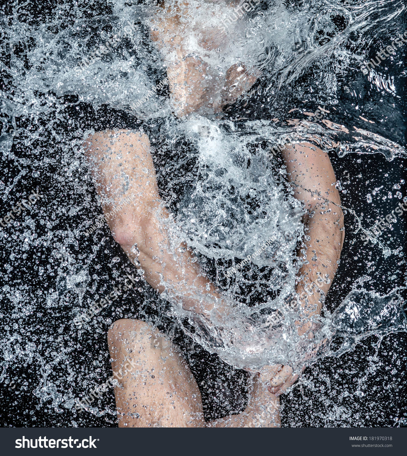 Nude Men Water Splash Liquid Nude Stok Foto Raf Shutterstock