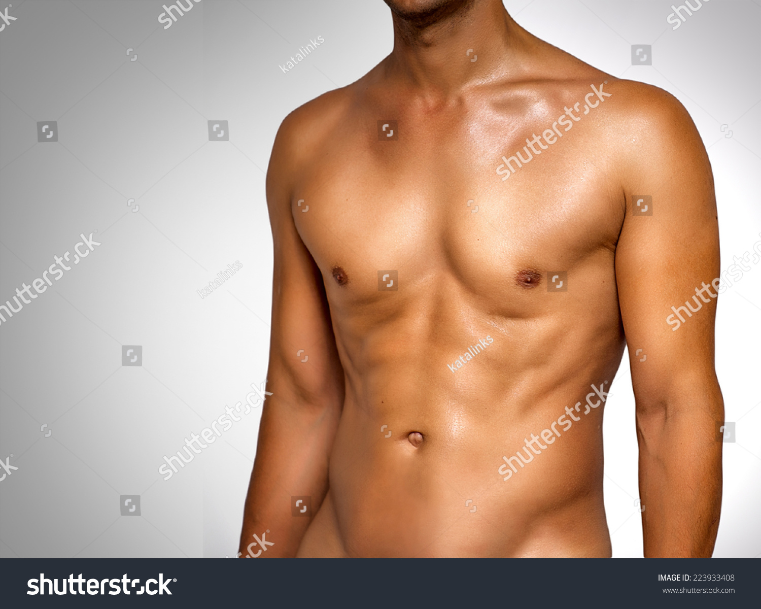 Nude Wet Muscular Torso Unknown Man Stok Fotoğrafı 223933408 Shutterstock