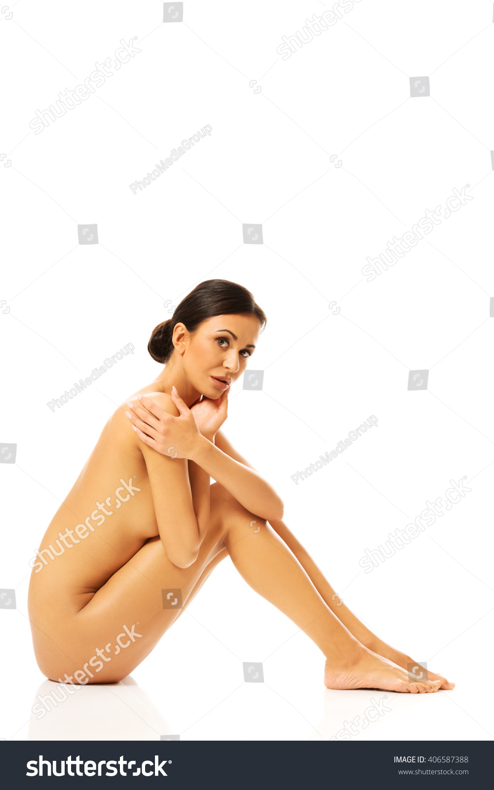 Nude Woman Sitting Knees Close Chest Stock Photo Edit Now