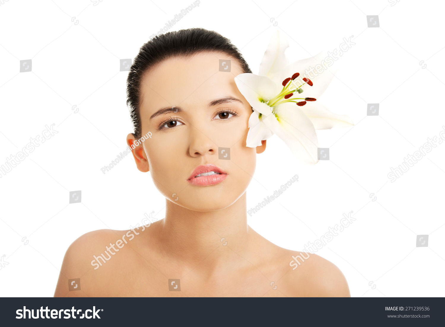 Nude Woman Lily Flower Shutterstock